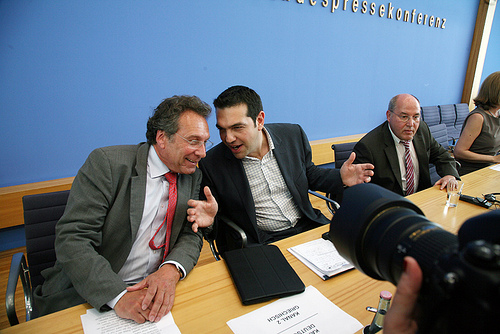 Alexis Tsipras, Gregor Gysi und Klaus Ernst
